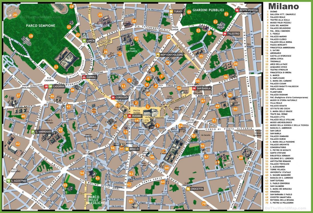 mapa ng milan italy pinupuntahan ng mga turista