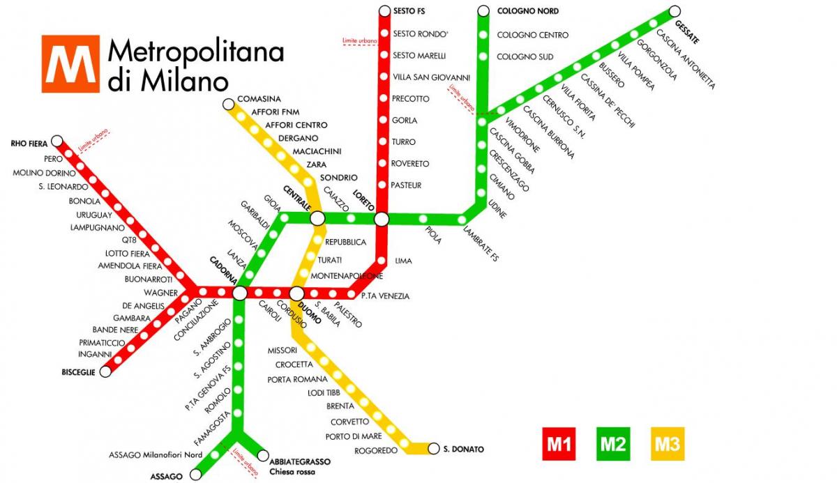 mapa ng subway milano