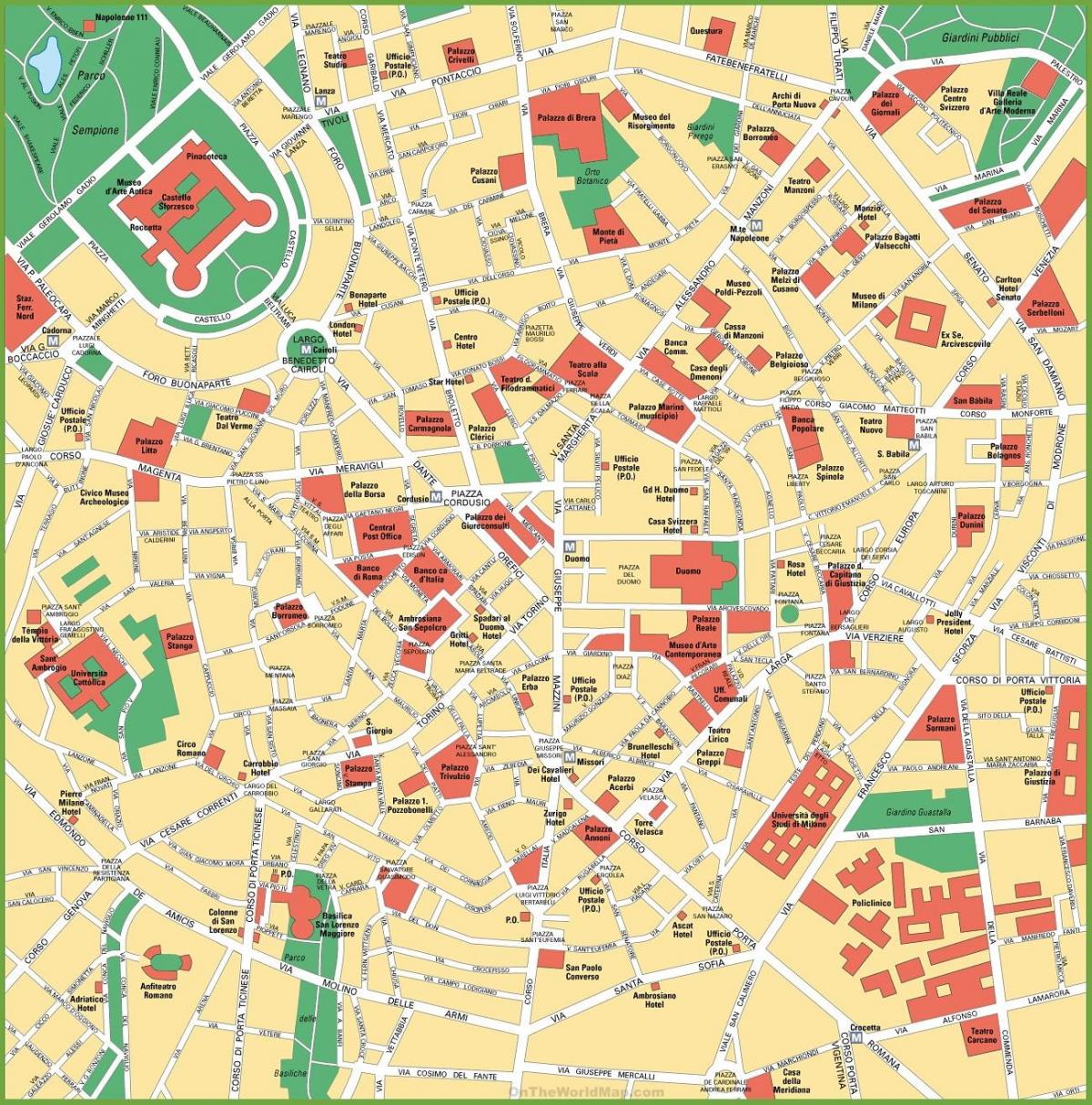 mapa ng lungsod ng milan italy
