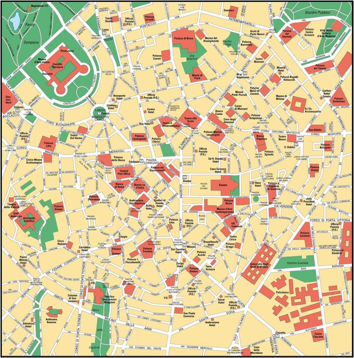milan italy sentro ng lungsod mapa