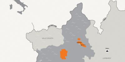 Mapa ng milan at nakapaligid na mga lungsod